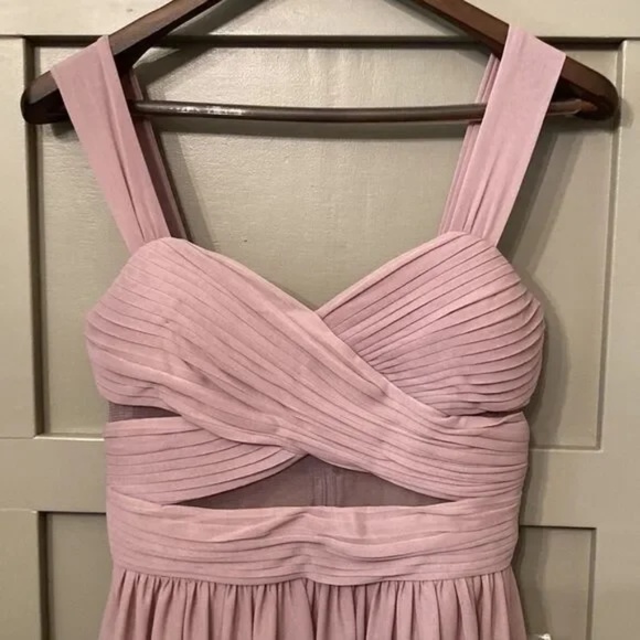 Birdy Grey Elsye Bridesmaid Dress in Mauve Mesh Cutouts Maxi Gown Size Small NWT - Picture 7 of 16